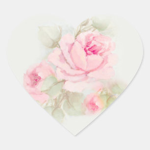 Rose beschriftet Rosa Herz-Aufkleber