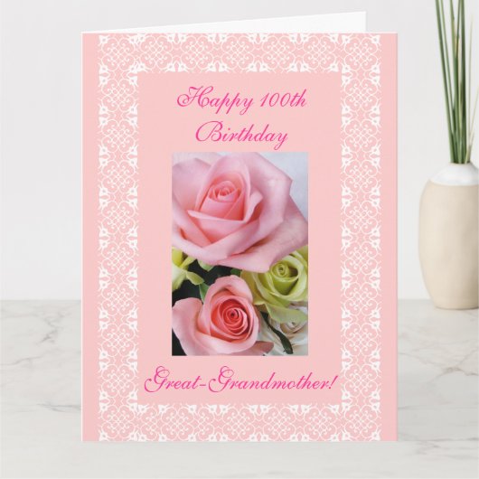 Rose BIG zum 100. Geburtstag der Großmutter Karte (Vorderseite)