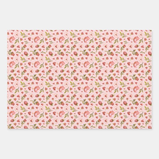 Rose Bird Herzmuster Valentinstag Geschenkpapier Set (Vorderseite 3)