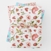 Rose Bird Herzmuster Valentinstag Geschenkpapier Set (Beispiel)