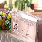 Rose Birthday Gold Zoll Foto Rosa Glitzer Tropfen Große Geschenktüte