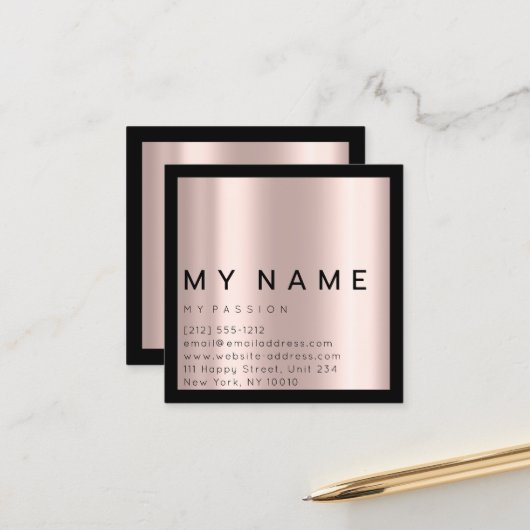 Rose Black Square Modern Minimal Logo Consulting Terminkarte (Vorderseite/Rückseite Beispiel)