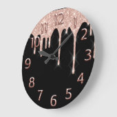 Rose BlackArabic Number Glitter Drip Blush Glitter Große Wanduhr (Winkel)