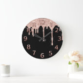Rose BlackArabic Number Glitter Drip Blush Glitter Große Wanduhr (Zuhause)