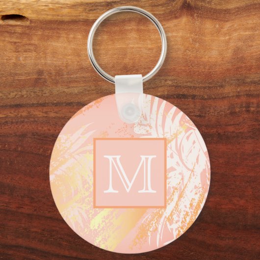 Rose Blätter aus Palmblättern, Monogramm Schlüsselanhänger (Vorderseite)