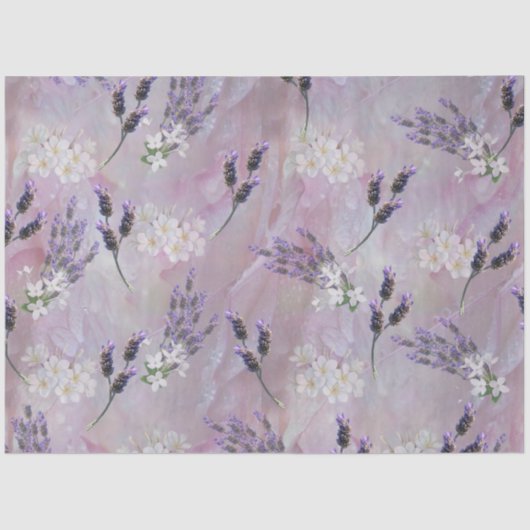 Rose Blätter Hintergrund Tröpfchen mit Lavendel Seidenpapier (Vorderseite)