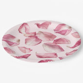 Rose Blätter Muster Petals und Prosecco Bridal Pappteller (Schrägansicht)