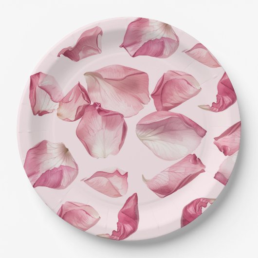 Rose Blätter Muster Petals und Prosecco Bridal Pappteller (Vorderseite)