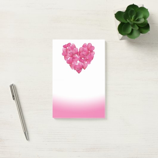 Rose Blätterherzen rosa Blende Postit Note Post-it Klebezettel (Büro)