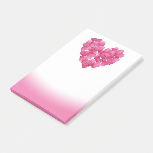 Rose Blätterherzen rosa Blende Postit Note Post-it Klebezettel (angewinkelt)