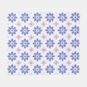 Rose Blau Blume Leaf Petal Morocan Mosaik Muster Fleecedecke (Vorderseite (Horizontal))