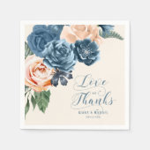 Rose Blau/Peach Liebe und Dank ID584 Serviette (Vorderseite)