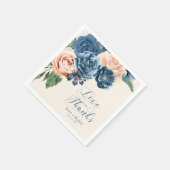 Rose Blau/Peach Liebe und Dank ID584 Serviette (Ecke)