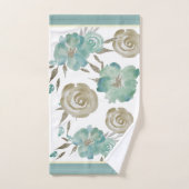 Rose Blau & Taupe auf Creme Badhandtuch Set (Handtuch)