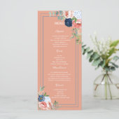 Rose Blau und Blau Menükarte (Stehend Vorderseite)