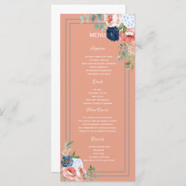 Rose Blau und Blau Menükarte