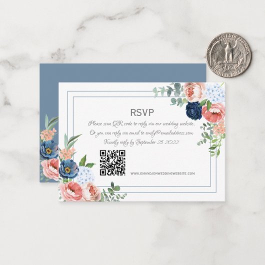 Rose Blau und Blau Mitteilungskarte (Vorderseite/Rückseite Beispiel)