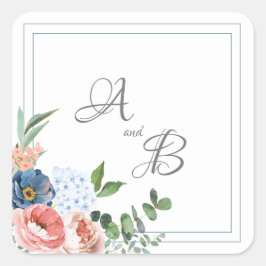 Rose Blau und Blau Quadratischer Aufkleber