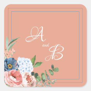 Rose Blau und Blau Quadratischer Aufkleber