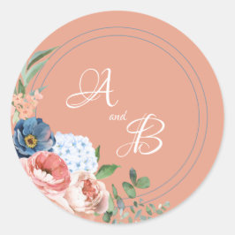 Rose Blau und Blau Runder Aufkleber