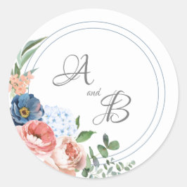 Rose Blau und Blau Runder Aufkleber