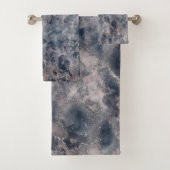 Rose Blau und Rot Rosa Abstrakte Aquarellfarbe Badhandtuch Set (Insitu)