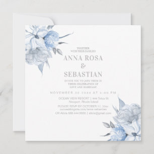 *~* Rose blaue Blüte AR15 WEDDING RSVP + In Einladung