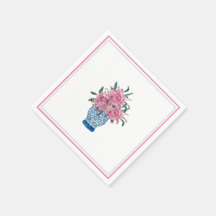 Rose Blauer und Weiße Ingwer Jar Napkins Serviette