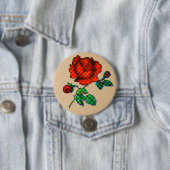 Rose Bloom Halftone auf braunem Papier Fine Art Button (Beispiel)