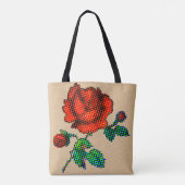 Rose Bloom Halftone auf braunem Papier Fine Art Tasche (Rückseite)