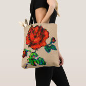 Rose Bloom Halftone auf braunem Papier Fine Art Tasche (Von Nahem)