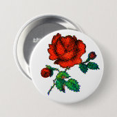 Rose Bloom Halftone Fine Art Button (Vorne & Hinten)