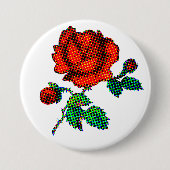 Rose Bloom Halftone Fine Art Button (Vorderseite)