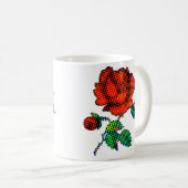 Rose Bloom Halftone Fine Art Kaffeetasse (VorderseiteRechts)