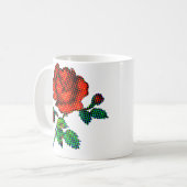 Rose Bloom Halftone Fine Art Kaffeetasse (Vorderseite Links)