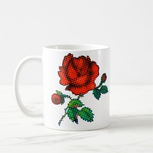 Rose Bloom Halftone Fine Art Kaffeetasse (Links)