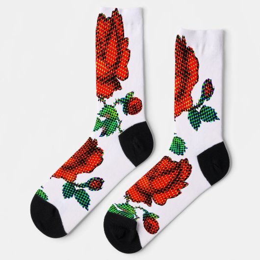 Rose Bloom Halftone Fine Art Socken (Linkes Detail)