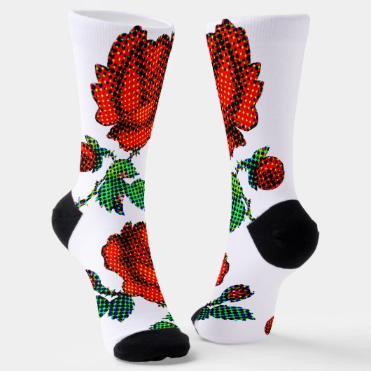 Rose Bloom Halftone Fine Art Socken (Gewinkelt)