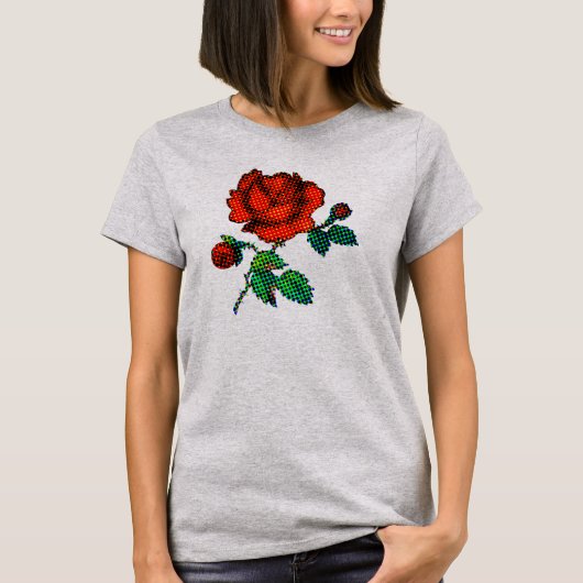 Rose Bloom Halftone Fine Art T-Shirt (Vorderseite)