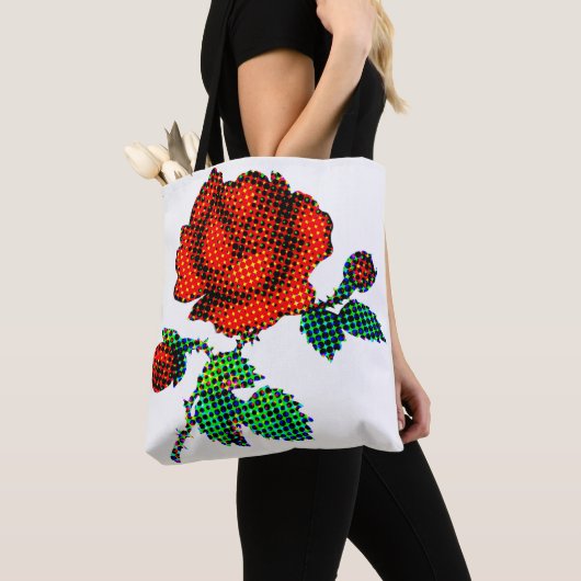 Rose Bloom Halftone Fine Art Tasche (Von Nahem)