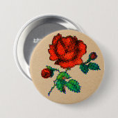 Rose Bloom Halftone on Brown Paper Fine Art Button (Vorne & Hinten)