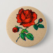 Rose Bloom Halftone on Brown Paper Fine Art Button (Vorderseite)