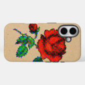 Rose Bloom Halftone on Brown Paper Fine Art Case-Mate iPhone Hülle (Rückseite (Horizontal))