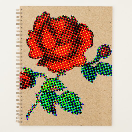 Rose Bloom Halftone on Brown Paper Fine Art Planer (Vorderseite)
