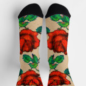 Rose Bloom Halftone on Brown Paper  Fine Art Socken (Oben)