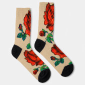 Rose Bloom Halftone on Brown Paper Fine Art Socken (Rechts)