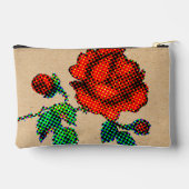 Rose Bloom Halftone on Brown Paper Fine Art Zubehörtasche (Rückseite)