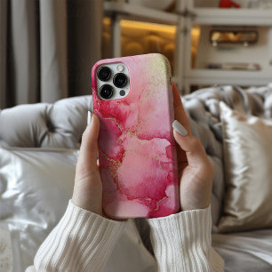 Rose Bloom – Rosa Wasserfarbe & Gold Handyhülle iPhone 16 Hülle