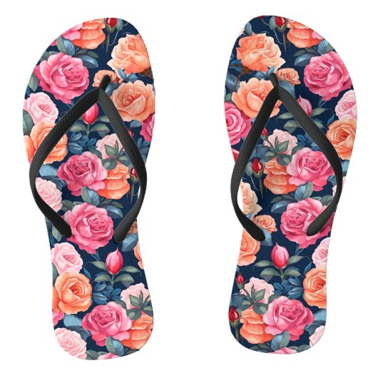 Rose Blooming Blume Muster-80037 Badesandalen (Fußbett)