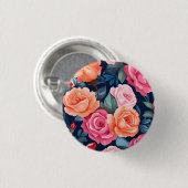 Rose Blooming Blume Muster-80037 Button (Vorne & Hinten)